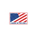 Made in USA badge with american flag. Made in USA banner isolated on white background Royalty Free Stock Photo