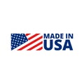 Made in USA badge with american flag. Made in USA banner isolated on white background Royalty Free Stock Photo