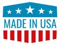 Made in USA badge. Patriotic sign. National proud symbol