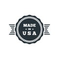 Made in USA badge with USA flag elements. Vector illustration Royalty Free Stock Photo