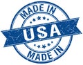 Made in usa blue round stamp Royalty Free Stock Photo