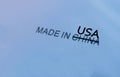 Made in USA concept. A crossed word China and change to USA background Royalty Free Stock Photo