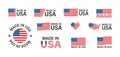 Made in the USA. Flag America set isolated icon in flat style. American production vector