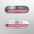 Made in USA Label, Symbol or Logo Luxury Glossy Grey and White 3D Illustration Royalty Free Stock Photo