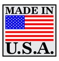 Made in USA label with USA flag. US icon with American flag. American product emblem. Royalty Free Stock Photo