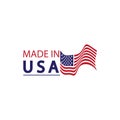 Made in usa logo design. Flag made america american states flags product badge quality patriotic labels emblem star ribbon sticker Royalty Free Stock Photo