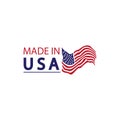Made in usa logo design. Flag made america american states flags product badge quality patriotic labels emblem star ribbon sticker Royalty Free Stock Photo