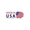 Made in usa logo design. Flag made america american states flags product badge quality patriotic labels emblem star ribbon sticker Royalty Free Stock Photo