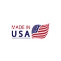 Made in usa logo design. Flag made america american states flags product badge quality patriotic labels emblem star ribbon sticker Royalty Free Stock Photo