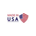 Made in usa logo design. Flag made america american states flags product badge quality patriotic labels emblem star ribbon sticker Royalty Free Stock Photo