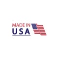 Made in usa logo design. Flag made america american states flags product badge quality patriotic labels emblem star ribbon sticker