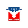 Made In USA logo for use on product packaging and corporate advertising. Unlimited use per brand, including multiple products with Royalty Free Stock Photo