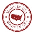 Made in USA retro grunge stamp with USA map inside, isolated. Royalty Free Stock Photo