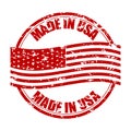 Made in USA rubber stamp with flag. Fabricated in america Royalty Free Stock Photo