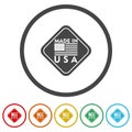 Made in USA. Set icons in color circle buttons Royalty Free Stock Photo