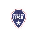 Made in USA shield badge with USA flag elements isolated on white background Royalty Free Stock Photo