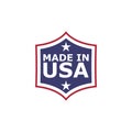 Made in USA shield badge with USA flag elements isolated on white background Royalty Free Stock Photo