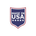 Made in USA shield badge with USA flag elements isolated on white background Royalty Free Stock Photo