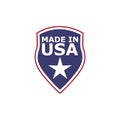 Made in USA shield badge with USA flag elements isolated on white background Royalty Free Stock Photo
