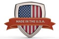 Made in the usa shield.3D illustration. Royalty Free Stock Photo