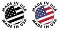 Made in USA sign. Red stripes, white stripes and stars on blue f Royalty Free Stock Photo