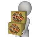 Made In USA Stamp On Boxes Shows American Products Royalty Free Stock Photo