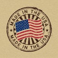 Made in the USA. Stamp on cardboard background