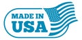 Made in USA stamp. Retro quality label with american flag