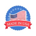 Made in USA Sticker with American Flag Round Stamp Royalty Free Stock Photo