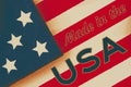 Made in the USA word message on red, white and blue Royalty Free Stock Photo