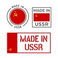 made in USSR icon set, Soviet Union product labels