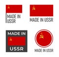 made in USSR labels set, Soviet Union product emblem