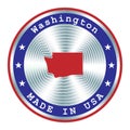 Made in Washington local production sign, sticker, seal, stamp. Round hologram sign for label design and national USA