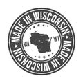 Made in Wisconsin State USA Quality Original Stamp Design Vector Art Seal Badge Illustration Mail.