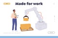 Made for work concept for landing page design website template offering smart warehouse technology
