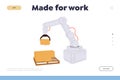 Made for work lading page for warehouse automated service with robot arm loading box design