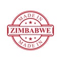 Made in Zimbabwe label icon with red color emblem on the white background