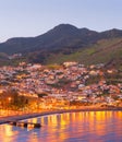 Madeira coast town twilight ocean