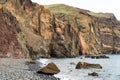 Landscape view over Ponta de Sao Lourenco, with its beautiful mountains and cliffs over the Atlantic ocean, Madeira, Portugal Royalty Free Stock Photo