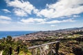 Madeira island Portugal typical landscape, Funchal city panorama view from botanical garden Royalty Free Stock Photo