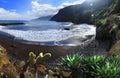 Madeira island, Seixal beach with black sand. Portugal