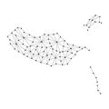 Madeira map of polygonal mosaic lines network, rays, dots illustration.