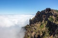 Madeira mountains high over the sky with sea of clouds Royalty Free Stock Photo