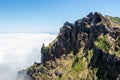Madeira mountains high over the sky with sea of clouds Royalty Free Stock Photo
