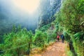 Unidentified people walking to Levada Risco, Madeira Island, Portugall
