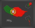 Madeira Portugal map with Portuguese national flag