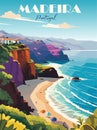 Madeira, Portugal Travel Poster in retro style.