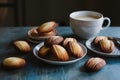 Madeleines arranged on kitchen table, delicate French pastries showcased