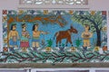 Madhubani painting or Mithila paintings on wall of Mithila University, Darbhanga, Bihar, India.