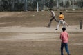 Boys playing criket in the town of Umaria. Royalty Free Stock Photo